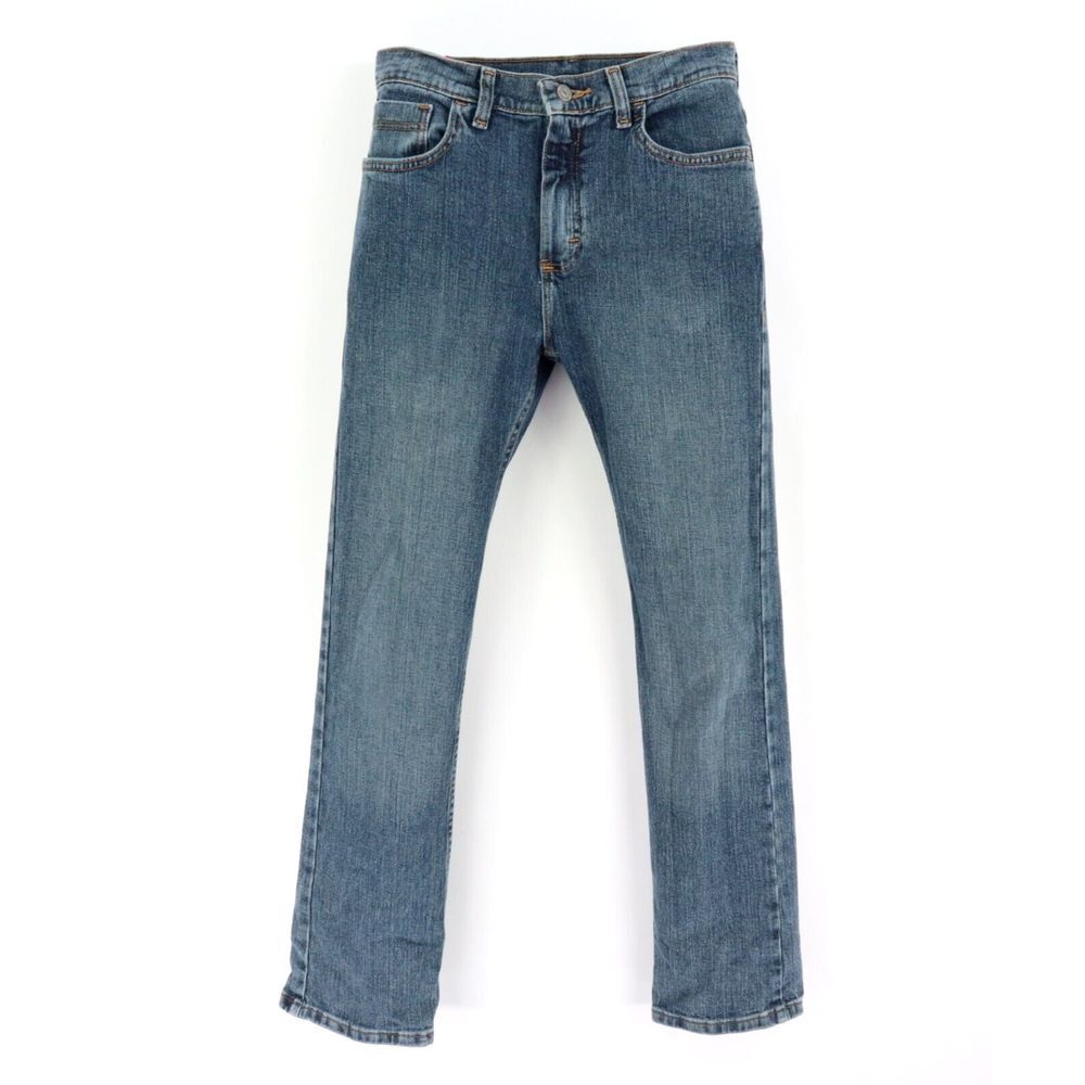 Wrangler Straight Leg Jeans Boys Size 16 Blue Cotton Blend Mid Rise